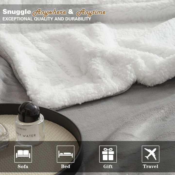 Luxury Reversible Sherpa Fleece Blanket | Cozy Sofa & Bed Throw