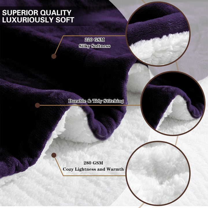 Luxury Reversible Sherpa Fleece Blanket | Cozy Sofa & Bed Throw