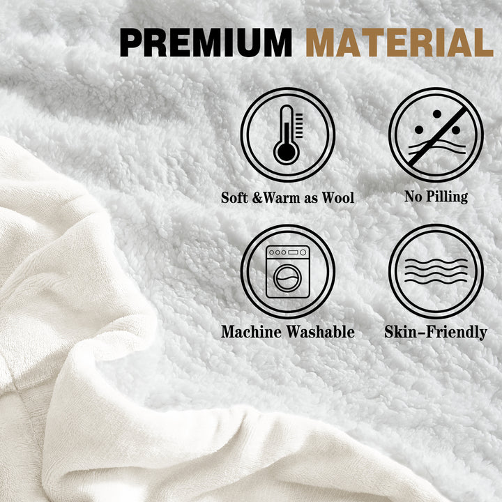 Manta polar Sherpa reversible de lujo | Manta acogedora para sofá y cama.