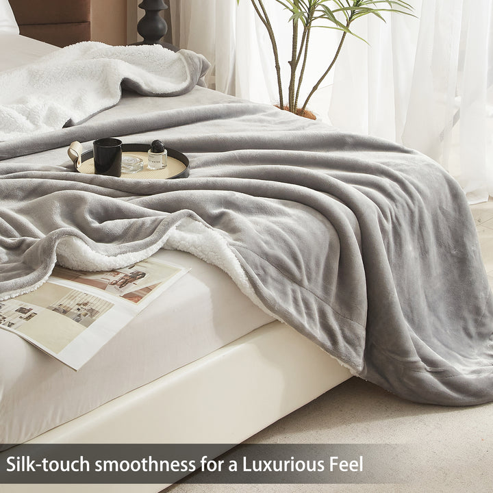 Manta polar Sherpa reversible de lujo | Manta acogedora para sofá y cama.