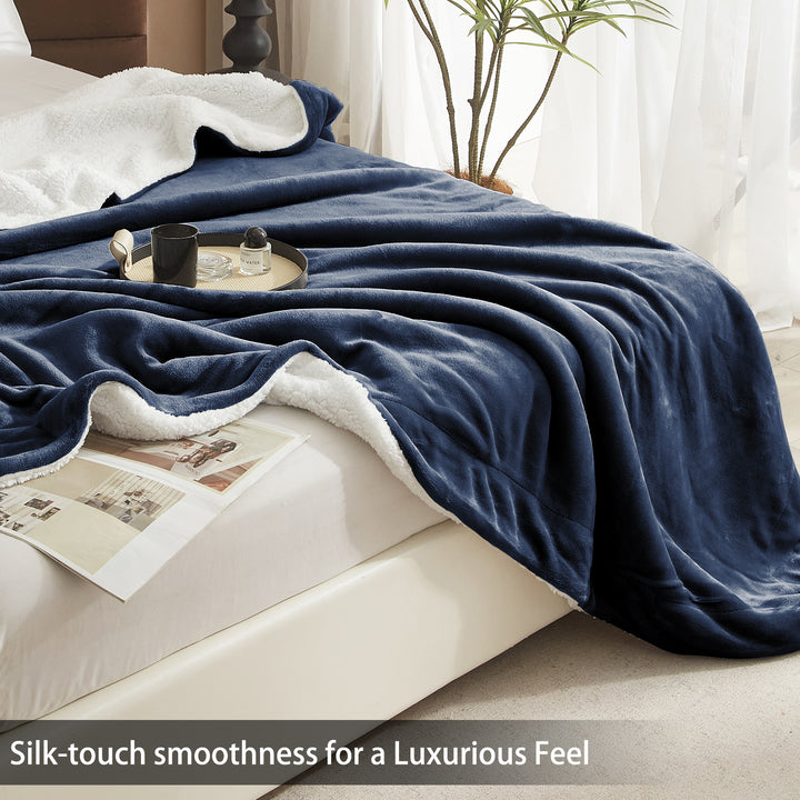 Luxury Reversible Sherpa Fleece Blanket | Cozy Sofa & Bed Throw