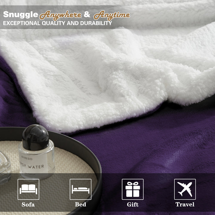 Luxury Reversible Sherpa Fleece Blanket | Cozy Sofa & Bed Throw