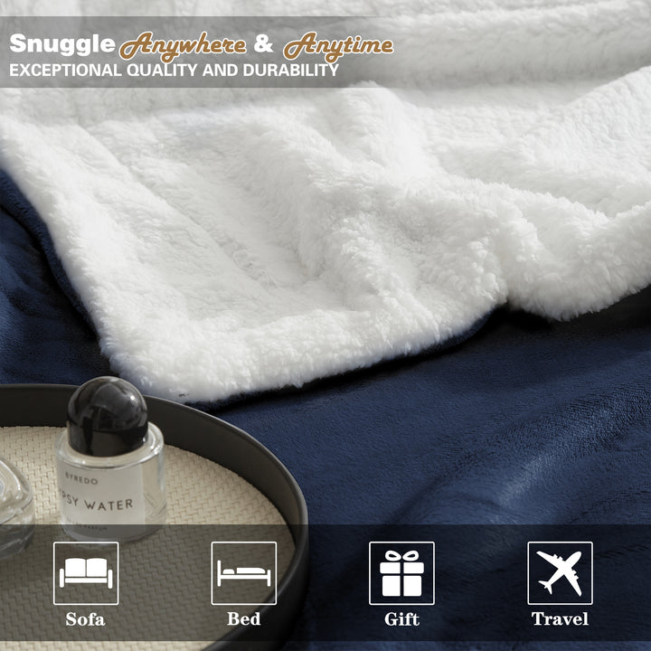 Luxury Reversible Sherpa Fleece Blanket | Cozy Sofa & Bed Throw