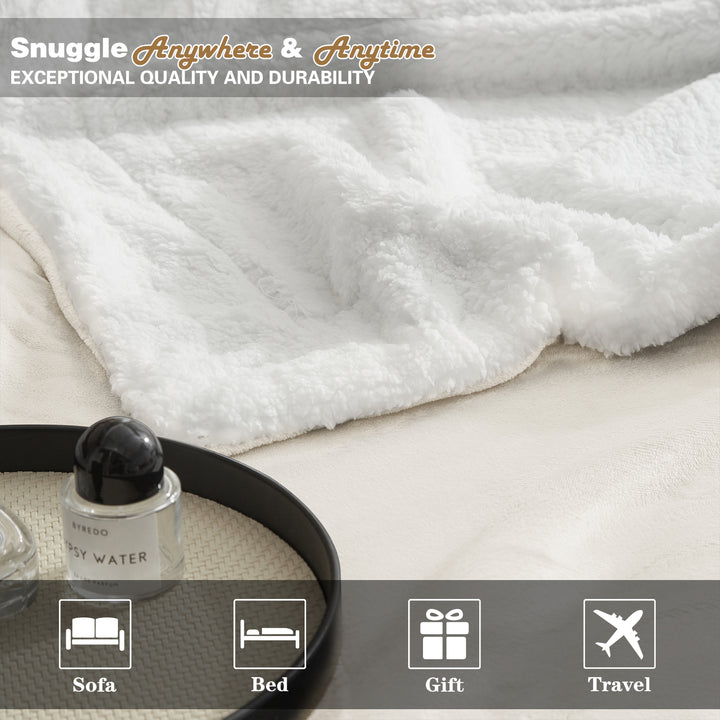 Manta polar Sherpa reversible de lujo | Manta acogedora para sofá y cama.