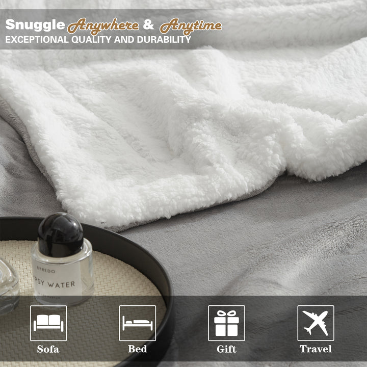 Manta polar Sherpa reversible de lujo | Manta acogedora para sofá y cama.