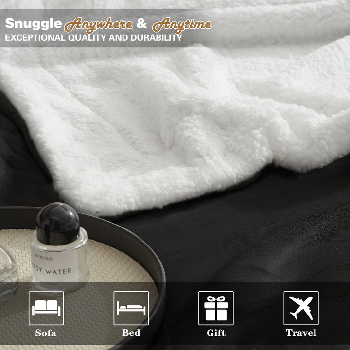 Manta polar Sherpa reversible de lujo | Manta acogedora para sofá y cama.